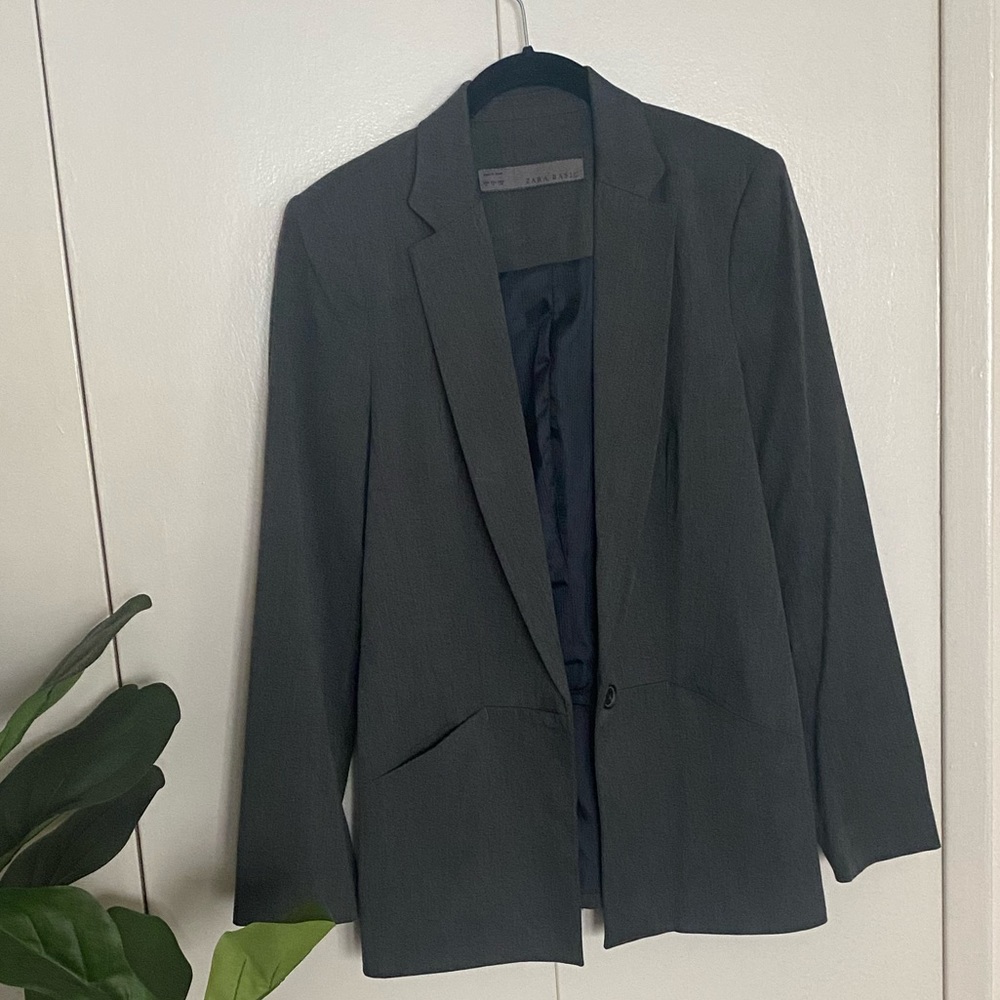 Zara Basic Dark Grey Blazer Size Medium - image 2